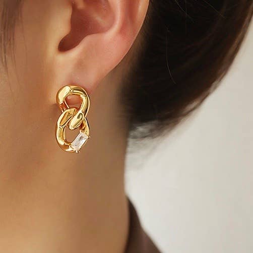 Double Chain Zircon Earring